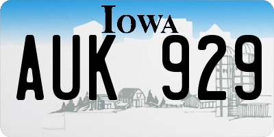 IA license plate AUK929