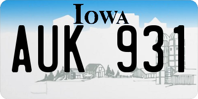 IA license plate AUK931