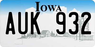 IA license plate AUK932