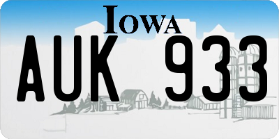 IA license plate AUK933