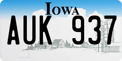 IA license plate AUK937