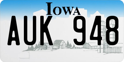 IA license plate AUK948