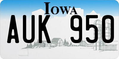 IA license plate AUK950