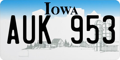 IA license plate AUK953