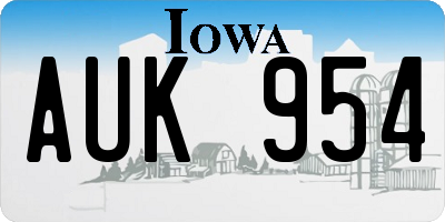 IA license plate AUK954