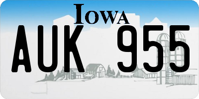 IA license plate AUK955