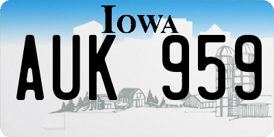 IA license plate AUK959