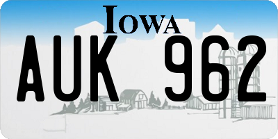 IA license plate AUK962