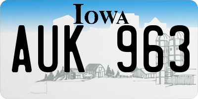 IA license plate AUK963