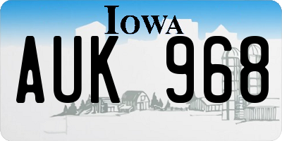 IA license plate AUK968