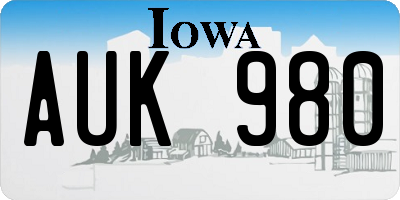IA license plate AUK980
