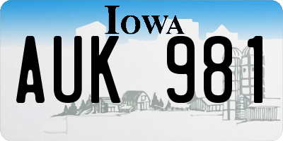 IA license plate AUK981