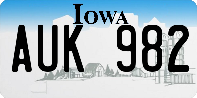 IA license plate AUK982