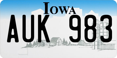 IA license plate AUK983