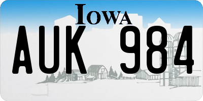 IA license plate AUK984
