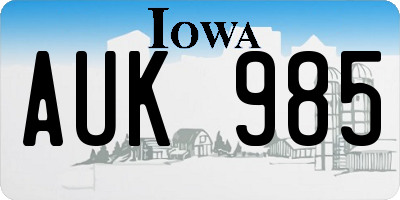 IA license plate AUK985