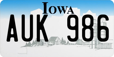 IA license plate AUK986