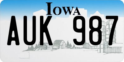 IA license plate AUK987