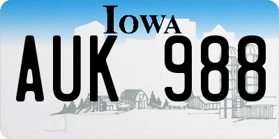 IA license plate AUK988