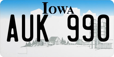 IA license plate AUK990