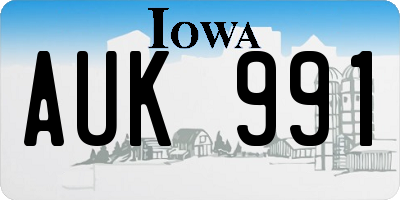 IA license plate AUK991