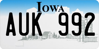 IA license plate AUK992