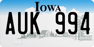 IA license plate AUK994