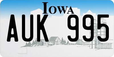 IA license plate AUK995