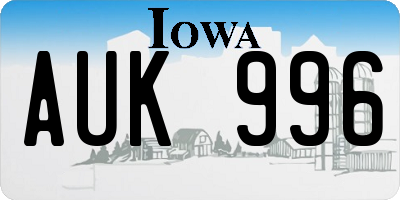 IA license plate AUK996
