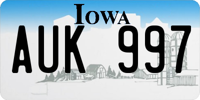IA license plate AUK997