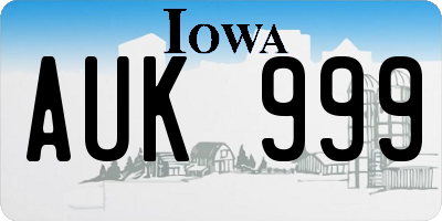 IA license plate AUK999