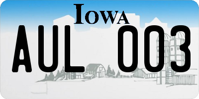 IA license plate AUL003