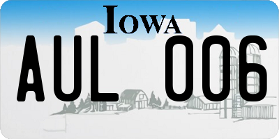 IA license plate AUL006