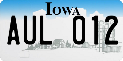 IA license plate AUL012