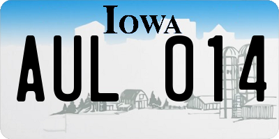IA license plate AUL014