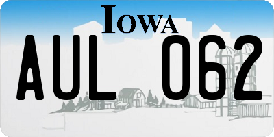 IA license plate AUL062