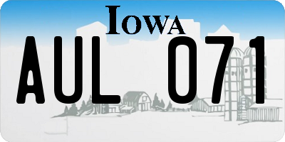 IA license plate AUL071
