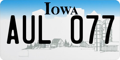IA license plate AUL077