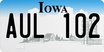 IA license plate AUL102