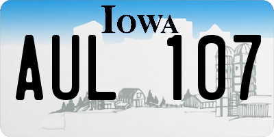 IA license plate AUL107
