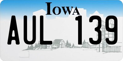 IA license plate AUL139