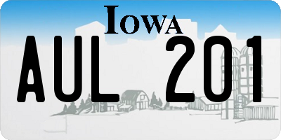 IA license plate AUL201