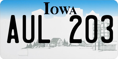 IA license plate AUL203