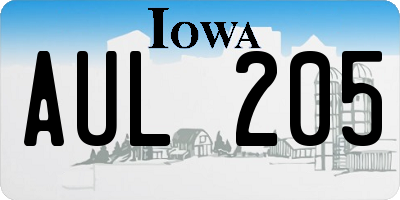 IA license plate AUL205