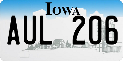 IA license plate AUL206