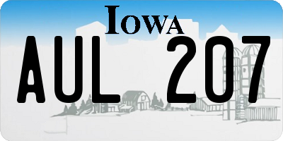 IA license plate AUL207