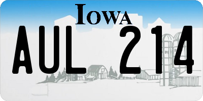 IA license plate AUL214