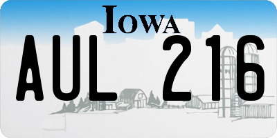 IA license plate AUL216