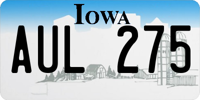 IA license plate AUL275