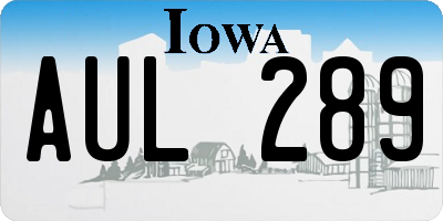 IA license plate AUL289